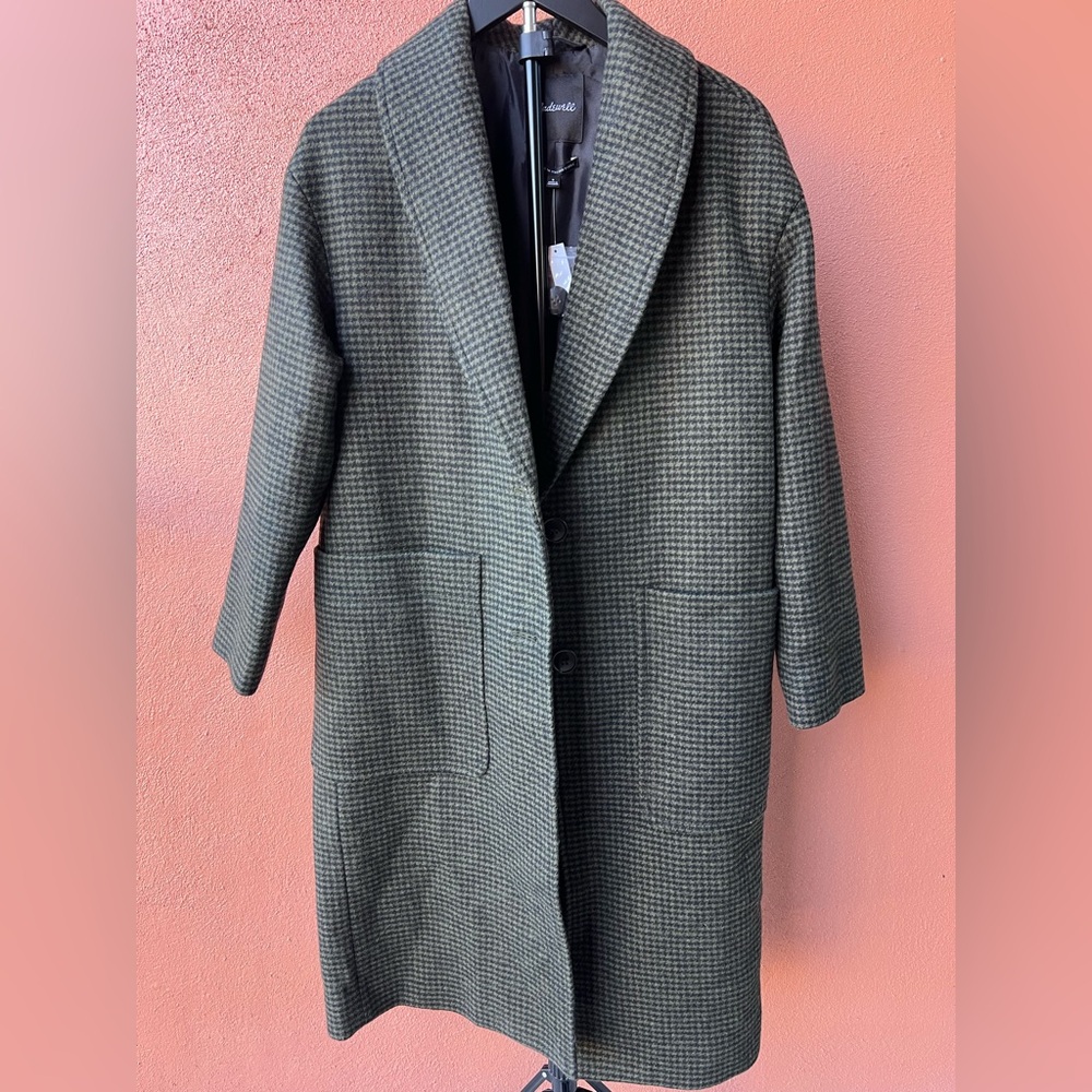 Madewell Green Houndstooth Trench Coat